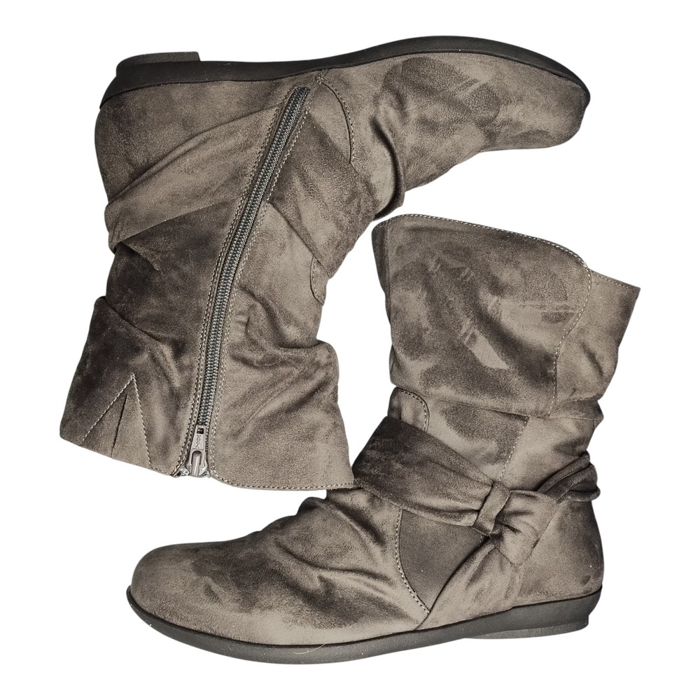 Comfortview Ezra Slouch Winter Boots Womens US Size 8W Gray Comfort‎ Side Zip